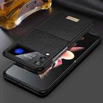 For Samsung Galaxy Z Flip4 SULADA Shockproof TPU + Handmade Leather Phone Case(Black)