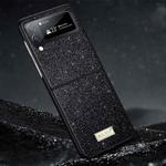 For Samsung Galaxy Z Flip4 SULADA Shockproof TPU + Handmade Leather Phone Case(Black)
