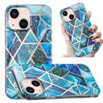 For iPhone 14 Electroplated Marble Pattern TPU Phone Case (Blue and Green)