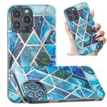 For iPhone 14 Pro Electroplated Marble Pattern TPU Phone Case(Blue and Green)