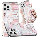 For iPhone 12 Pro Max Electroplated Marble Pattern TPU Phone Case(White Gravel Pink)