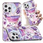 For iPhone 12 Pro Max Electroplated Marble Pattern TPU Phone Case(Purple Flower)