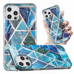 For iPhone 12 / 12 Pro Electroplated Marble Pattern TPU Phone Case(Blue and Green)