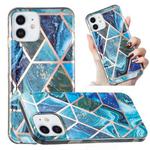 For iPhone 12 mini Electroplated Marble Pattern TPU Phone Case (Blue and Green)