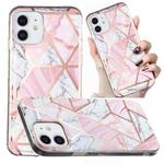 For iPhone 12 mini Electroplated Marble Pattern TPU Phone Case (Pink and White)