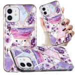For iPhone 12 mini Electroplated Marble Pattern TPU Phone Case (Purple Flower)