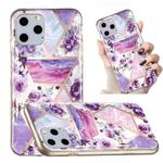 For iPhone 11 Pro Max Electroplated Marble Pattern TPU Phone Case (Purple Flower)