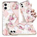 For iPhone 11 Electroplated Marble Pattern TPU Phone Case (Rose Pink White)