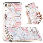 For iPhone SE 2022 / SE 2020 / 8 / 7 Electroplated Marble Pattern TPU Phone Case(White Gravel Pink)