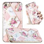 For iPhone SE 2022 / SE 2020 / 8 / 7 Electroplated Marble Pattern TPU Phone Case(Rose Pink White)