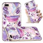 Electroplated Marble Pattern TPU Phone Case For iPhone 8 Plus / 7 Plus(Purple Flower)