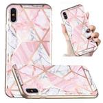 For iPhone X / XS Electroplated Marble Pattern TPU Phone Case(Pink and White)