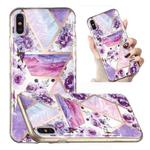 For iPhone X / XS Electroplated Marble Pattern TPU Phone Case(Purple Flower)