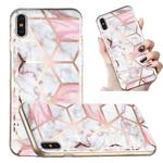 For iPhone XS Max Electroplated Marble Pattern TPU Phone Case(White Gravel Pink)