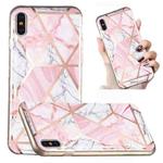 For iPhone XS Max Electroplated Marble Pattern TPU Phone Case(Pink and White)