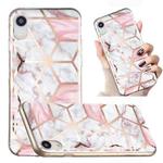 For iPhone XR Electroplated Marble Pattern TPU Phone Case(White Gravel Pink)