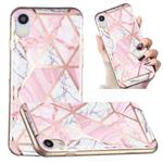 For iPhone XR Electroplated Marble Pattern TPU Phone Case(Pink and White)
