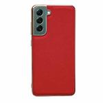 For Samsung Galaxy S21+ 5G Genuine Leather Luolai Series Nano Electroplating Phone Case(Red)