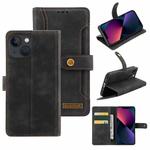 Copper Buckle Leather Phone Case For iPhone 14(Black)
