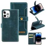 Copper Buckle Leather Phone Case For iPhone 14 Pro Max(Green)