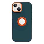 For iPhone 14 Contrast Color 3 in 1 TPU Phone Case (Orange Dark Green)