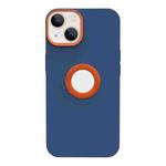 For iPhone 14 Plus Contrast Color 3 in 1 TPU Phone Case (Orange Dark Blue)
