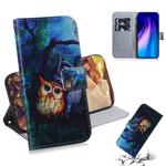 For Xiaomi Redmi Note 8T Combined Pattern Magnetic Attraction Horizontal Flip Leather Case, Support Holder & Card Slot & Wallet(Oil Painting Owl)