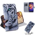 For Motorola Moto E6 Play Combined Pattern Magnetic Attraction Horizontal Flip Leather Case, Support Holder & Card Slot & Wallet(Tiger)