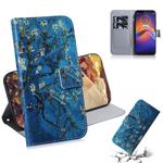 For Motorola Moto E6 Play Combined Pattern Magnetic Attraction Horizontal Flip Leather Case, Support Holder & Card Slot & Wallet(Apricot Blossom)