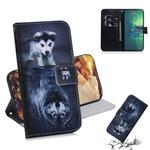 For Motorola Moto G8 Plus Combined Pattern Magnetic Attraction Horizontal Flip Leather Case, Support Holder & Card Slot & Wallet(Wolf and Dog)