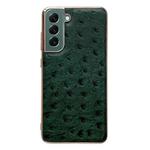 For Samsung Galaxy S21+ 5G Genuine Leather Ostrich Texture Series Nano Electroplating Phone Case(Green)