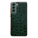 For Samsung Galaxy S22 5G Genuine Leather Ostrich Texture Series Nano Electroplating Phone Case(Green)