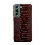 For Samsung Galaxy S21 5G Genuine Leather Weilai Series Nano Electroplating Phone Case(Brown)