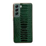 For Samsung Galaxy S21 5G Genuine Leather Weilai Series Nano Electroplating Phone Case(Green)