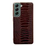 For Samsung Galaxy S21+ 5G Genuine Leather Weilai Series Nano Electroplating Phone Case(Brown)