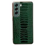 For Samsung Galaxy S21+ 5G Genuine Leather Weilai Series Nano Electroplating Phone Case(Green)