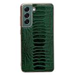 For Samsung Galaxy S22+ 5G Genuine Leather Weilai Series Nano Electroplating Phone Case(Green)