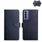For Tecno Camon 18P Genuine Leather Fingerprint-proof Horizontal Flip Phone Case(Blue)