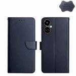 For Tecno Camon 19 4G Genuine Leather Fingerprint-proof Horizontal Flip Phone Case(Blue)