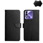 For Tecno Spark 8 Genuine Leather Fingerprint-proof Horizontal Flip Phone Case(Black)