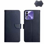 For Tecno Spark 8 Genuine Leather Fingerprint-proof Horizontal Flip Phone Case(Blue)