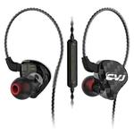 CVJ-CSA Dual Magnetic Coil Iron Hybrid Drive HIFI In-ear Wired Earphone, Style:With Mic(Black)