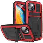 For iPhone 14 R-JUST Shockproof Waterproof Dust-proof Case with Holder (Red)