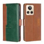 For Realme GT2 Explorer Master Contrast Color Side Buckle Leather Phone Case(Light Brown + Green)