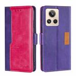 For Realme GT2 Explorer Master Contrast Color Side Buckle Leather Phone Case(Purple + Rose Red)