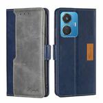 For vivo iQOO Z6 44W/vivo T1 Snapdragon 680 Contrast Color Side Buckle Leather Phone Case(Blue + Grey)