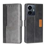 For vivo Y77 5G Global Contrast Color Side Buckle Leather Phone Case(Black + Grey)