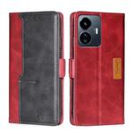 For vivo Y77 5G Global Contrast Color Side Buckle Leather Phone Case(Red + Black)