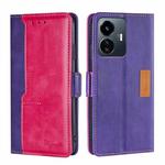 For vivo Y77 5G Global Contrast Color Side Buckle Leather Phone Case(Purple + Rose Red)