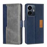 For vivo Y77 5G Global Contrast Color Side Buckle Leather Phone Case(Blue + Grey)